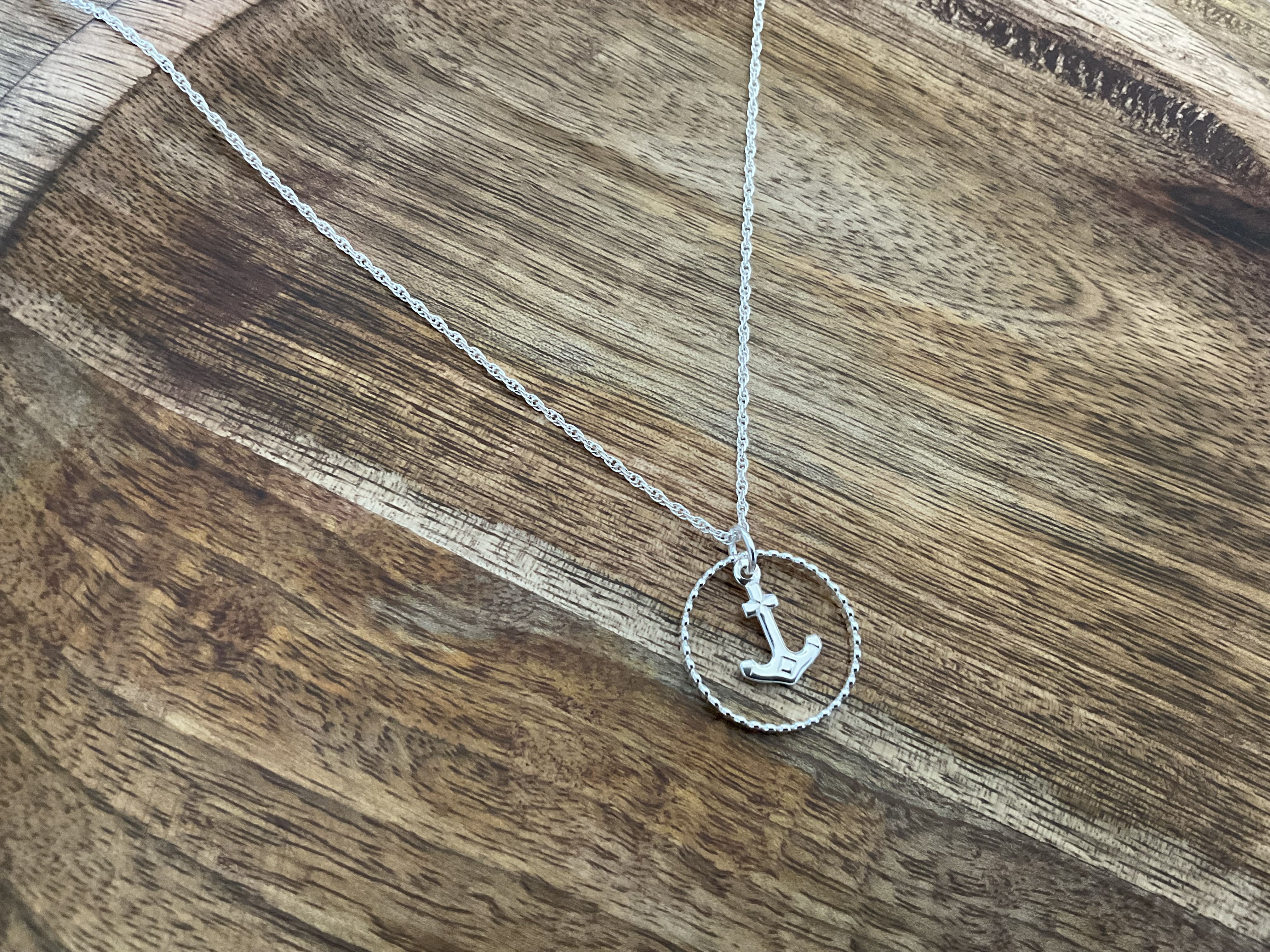 Anchor Circle Pendant and Chain
